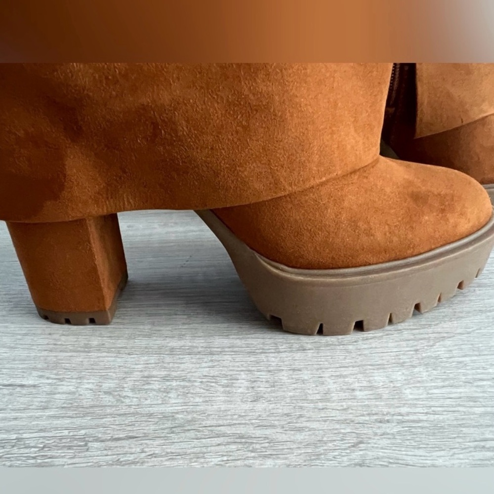 I.N.C. Suede Acelina Fold-Over Cuffed platform Dress heel Booties Size 8 NWT - Picture 13 of 17